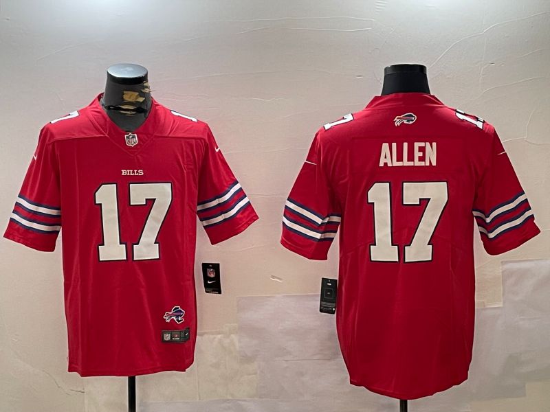 Men Buffalo Bills #17 Allen Red Second generation 2024 Nike Limited NFL Jersey style 5